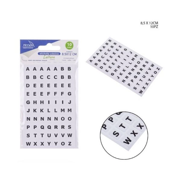 Etichette Adesive con Lettere - 10 Fogli (8.5 x 12 cm)