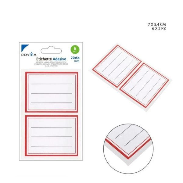 Etichette Adesive Rettangolari con Righe - 6 Pezzi (7x5.4 cm)