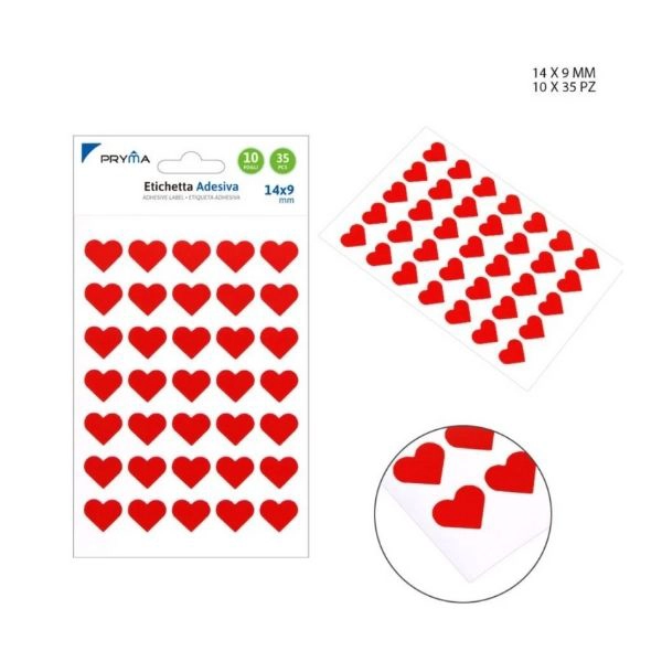 Etichette Adesive a Forma di Cuore - 35 Pezzi