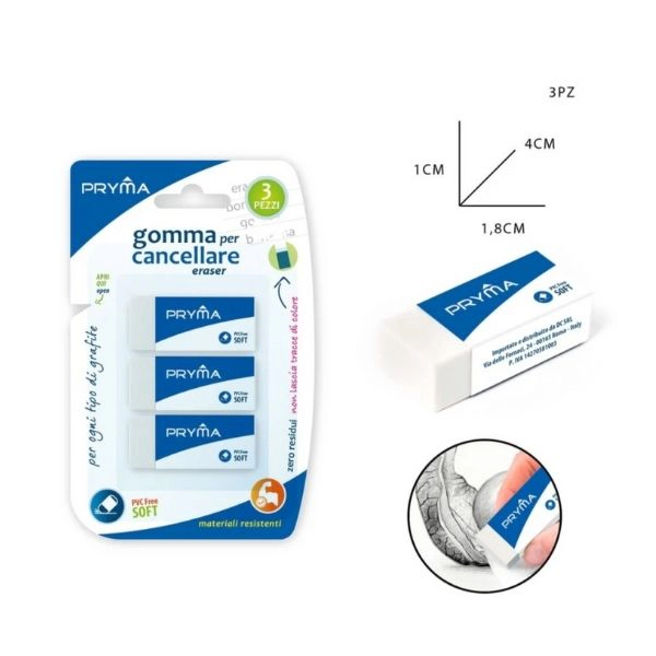Pryma - Gomma Bianca 4X1.8X1 Cm 3Pz
