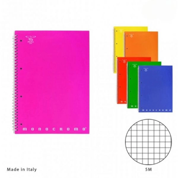 Quaderno Spirale Monocromo A5 – 70 Fogli, 80g