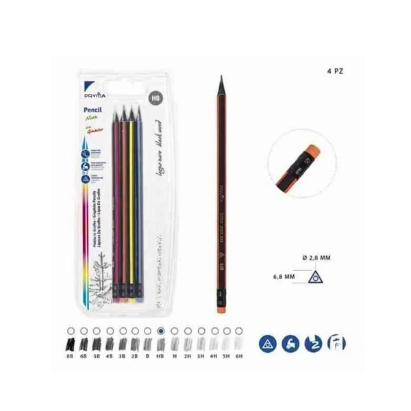Pryma Matita Grafite HB 4pz Neon Bl