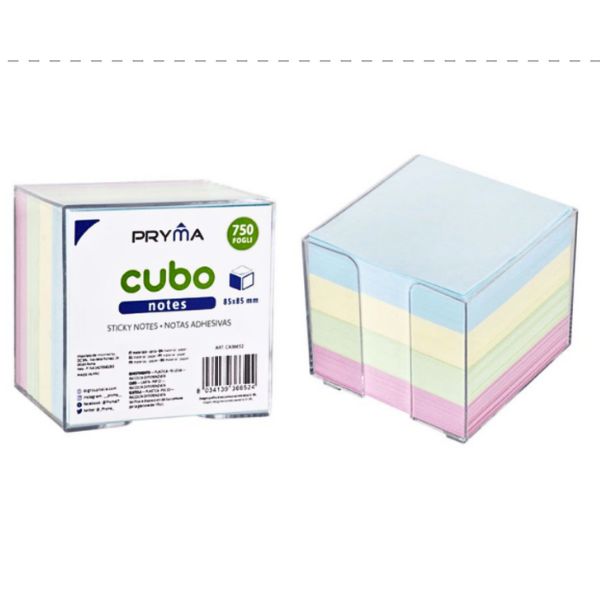 Pryma Cubo Porta Foglietti 85x85mm 750 Fogli Pastel