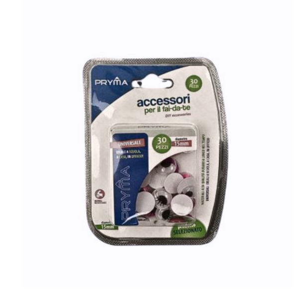 Pryma - Occhi Adesivi 15mm (30 Pezzi)