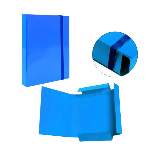 Cartella 3 Lati con Elastico Piatto Azzurro D3
