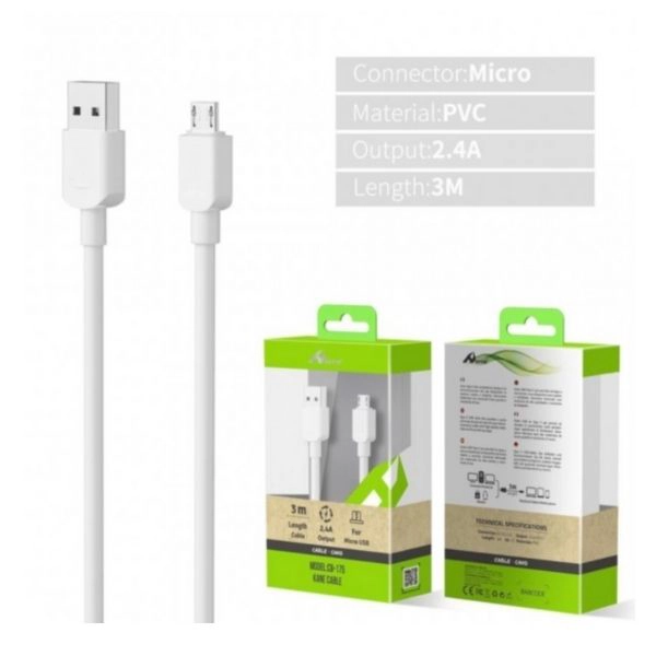 Cavo Micro USB 3M / 2.4A – Ricarica Rapida