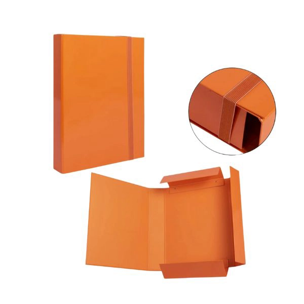 Cartella 3 Lati con Elastico Piatto Arancio