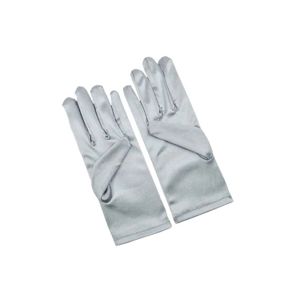 Guanti in Raso 22 cm - Set da 5 Paia-Argento