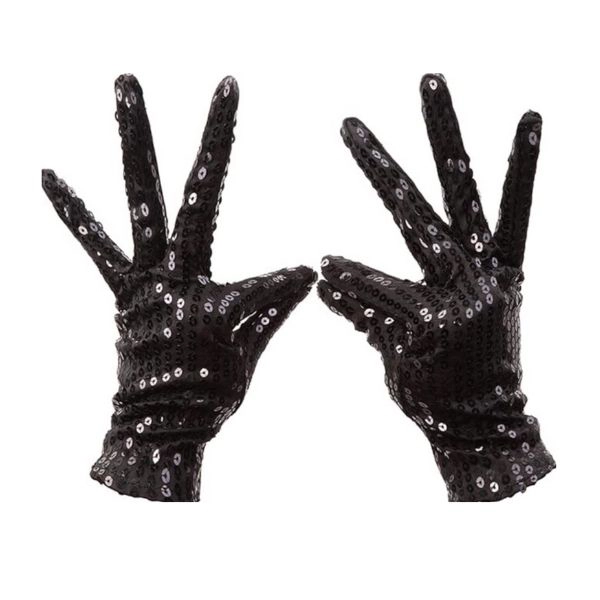Guanti con Paillettes Neri (5Pezzi) - 22cm