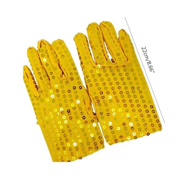 Guanti con Paillettes Oro (5Pezzi) - 22cm