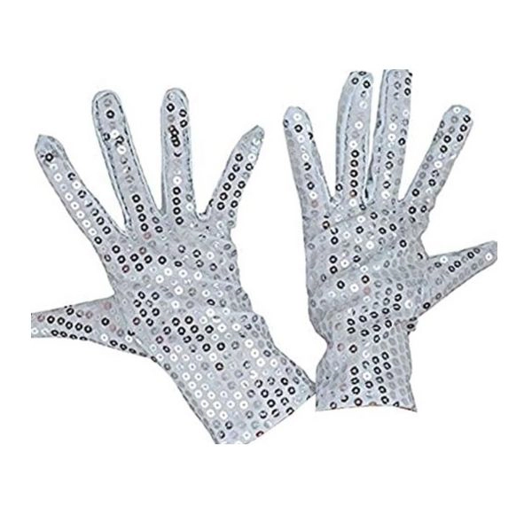 Guanti con Paillettes Argento (5Pezzi) - 22cm