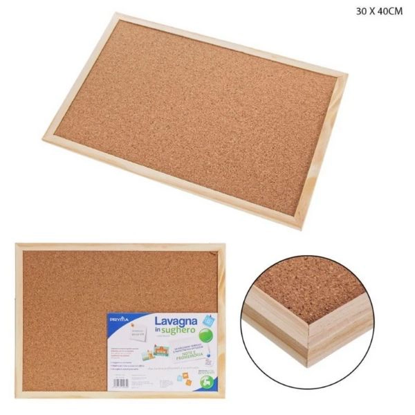 Pryma - Lavagna in Sughero con Cornice in Legno 20x30 cm
