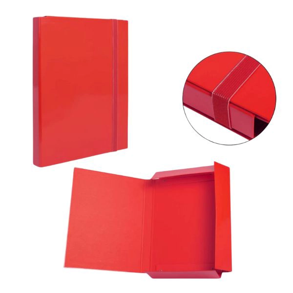 Cartella 3 Lati con Elastico Piatto Rosso D3