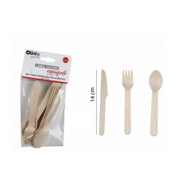 Set Posate Monouso in Legno 5x12pz