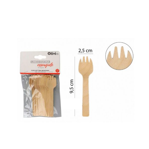 Forchettine Monouso in Legno Olivia 5x20pz