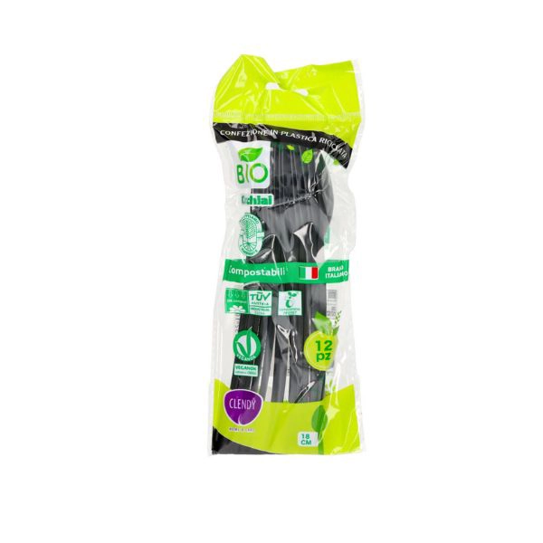 Clendy Cucchiai Compostabili Neri