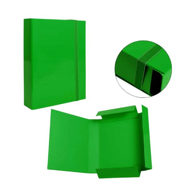 Pryma - Cartella 3/l con elastico piatto verde