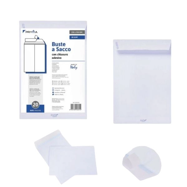 Busta a Sacco 80G con Chiusura Adesiva - 23x33 cm