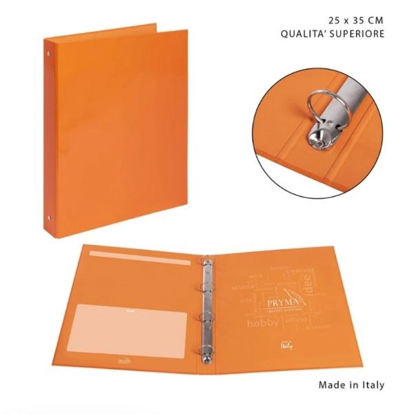 Pryma - Raccoglitore 4 Anelli 35x25 cm Arancio