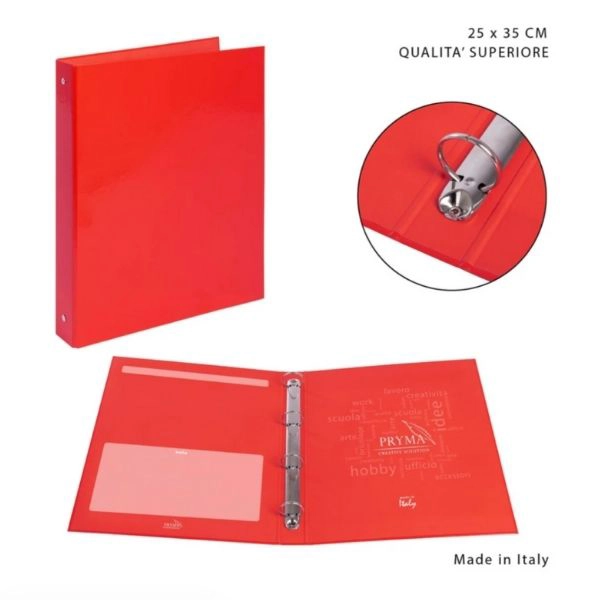 Pryma - Raccoglitore 4 Anelli 35x25 cm Rosso