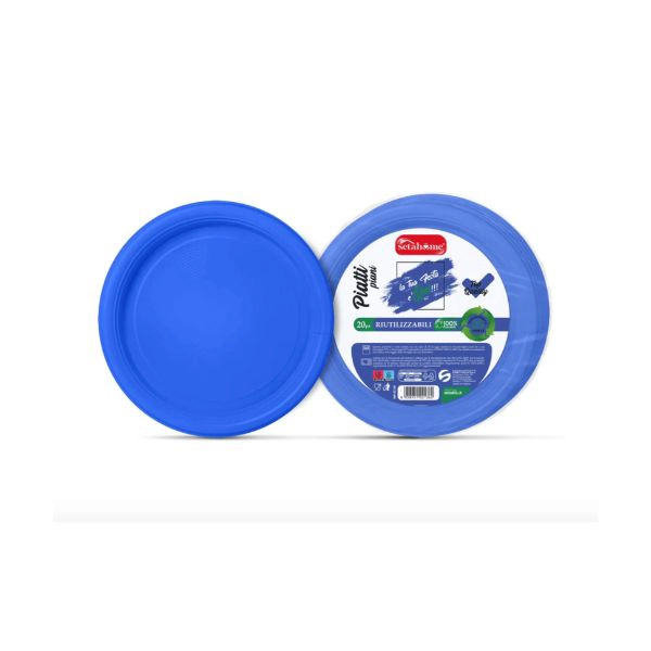 Piatti Piani Monouso Blu Riciclabili