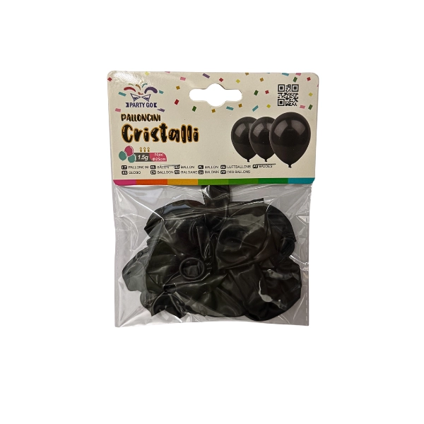 Palloncino Cristalli PartyGo Premium Nero 25 cm – Confezione da 10
