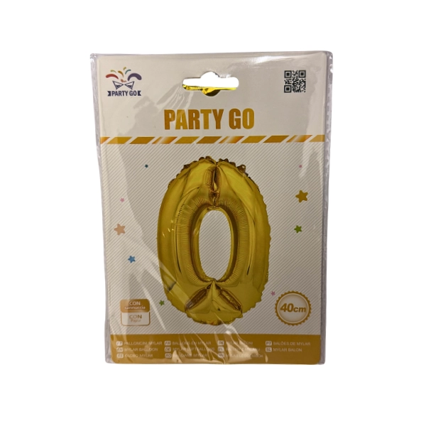 Palloncino Numero 0 Oro – 40cm – Mylar – Party Go