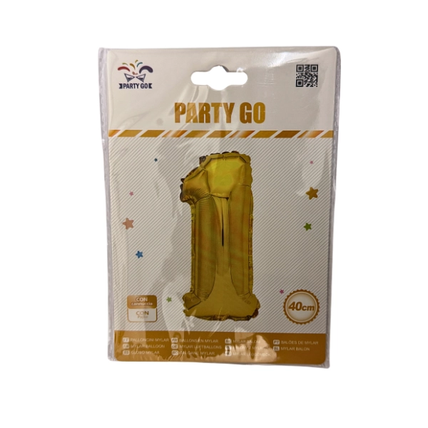 Palloncino Numero 1 Oro – 40cm – Mylar – Party Go