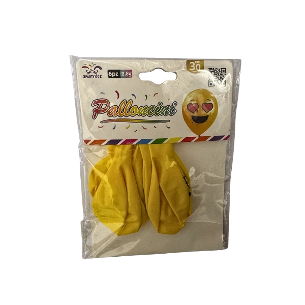 Palloncino Emoji Cuori PartyGo Giallo 30 cm – Confezione da 6