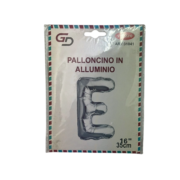 Palloncino Lettera E Argento – 35cm – Alluminio – GD