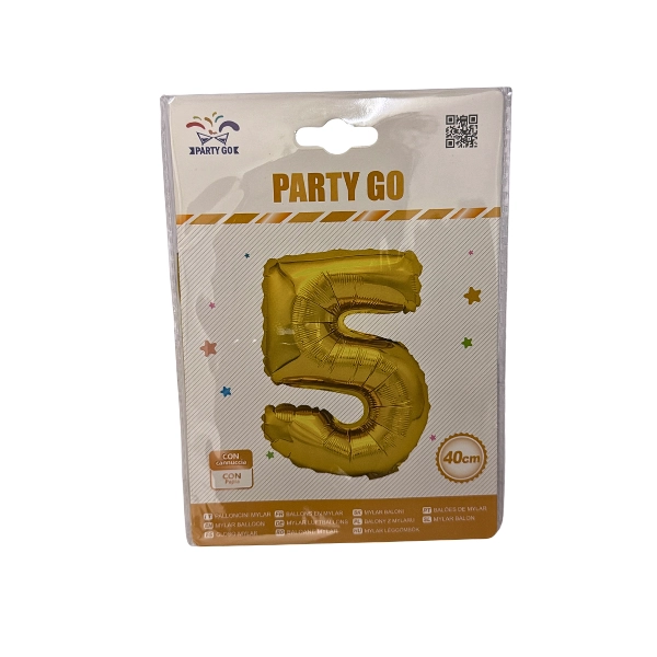 Palloncino Numero 5 Oro – 40cm – Mylar – Party Go