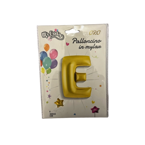 Palloncino Lettera E Oro – 36x42 cm – Mylar