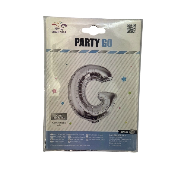 Palloncino Lettera G Argento – 40cm – Mylar – Party Go