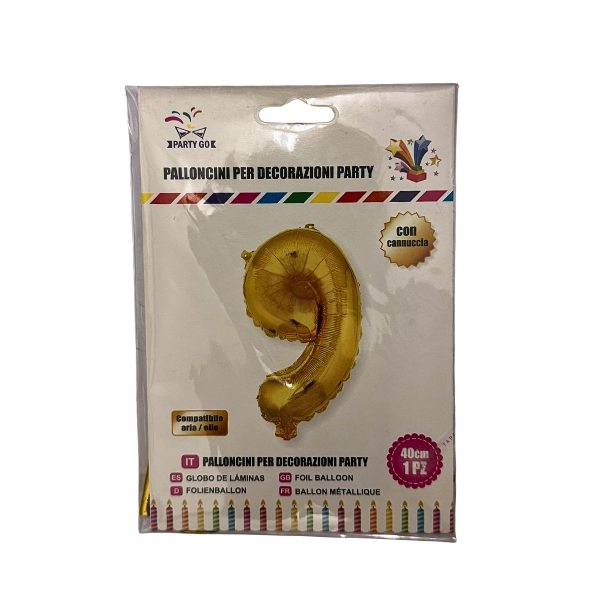 Palloncino Numero 9 Oro - 40cm
