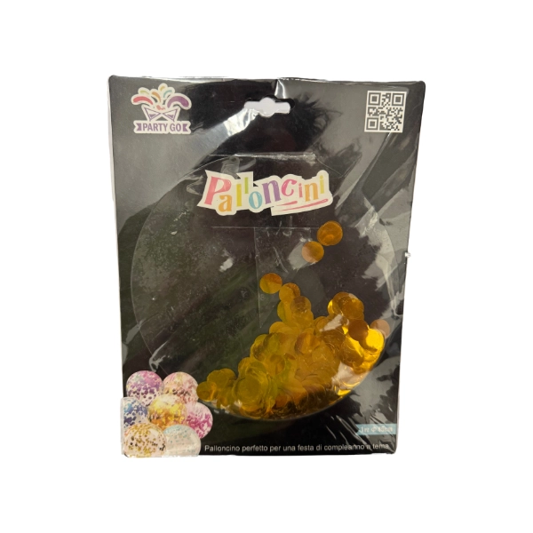 Palloncino PartyGo Trasparente con Coriandoli Oro – 1 Pezzo