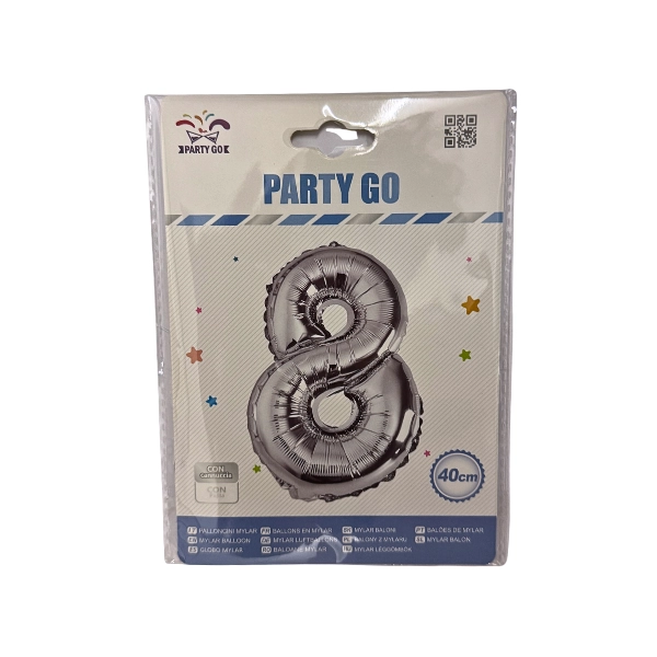 Palloncino Numero 8 Argento - 40cm