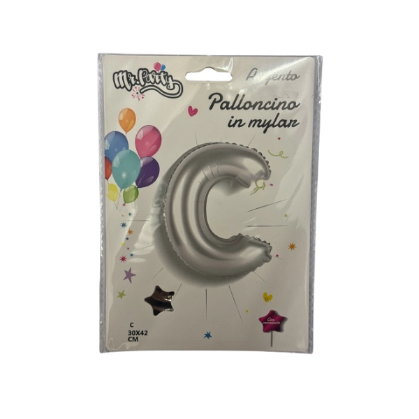 Palloncino Lettera C Argento – 30x42cm – Mylar – Mr. Party