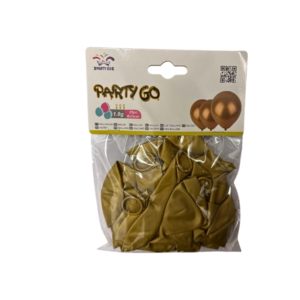Palloncino PartyGo Oro Metallizzato 25 cm – Confezione da 25