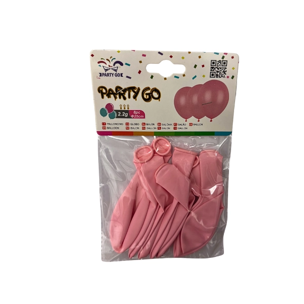 Palloncino PartyGo Rosa 25 cm – Confezione da 8