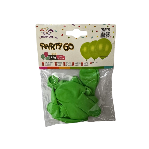 Palloncino PartyGo Verde 25 cm – Confezione da 8
