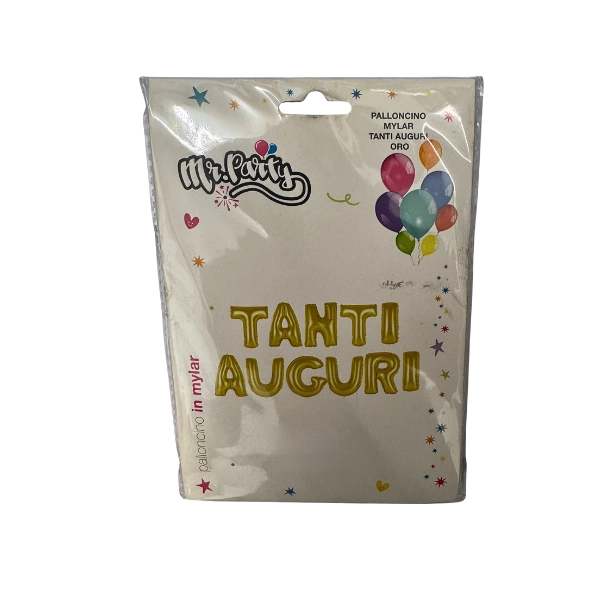 Palloncino Mylar Tanti Auguri Oro Mr. Party