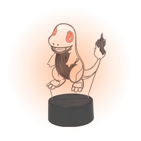 Lampada 3D Pokémon Charmander LED Multicolore Ricaricabile