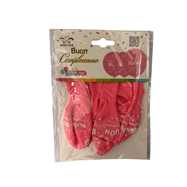 Set Palloncini Rosa “Buon Compleanno” – PARTY GO – 6 Pezzi