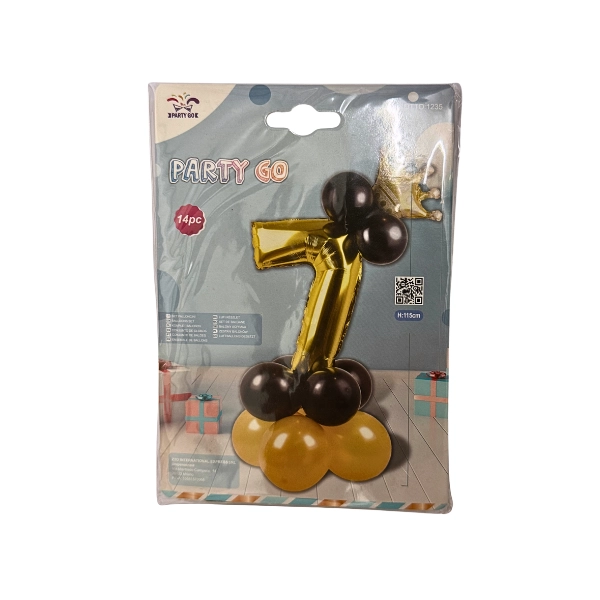 Set Palloncini Numero 7 Oro con Corona – Kit 14 Pezzi