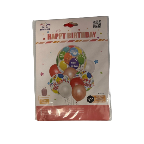 Set Palloncini “Happy Birthday” Multicolore – 9 Pezzi