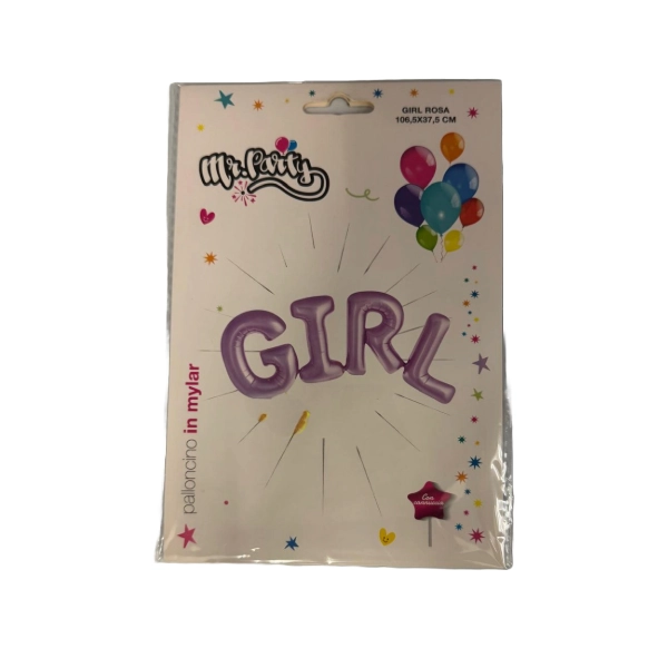 Palloncino Mylar “GIRL” Rosa – 105x37,5 cm