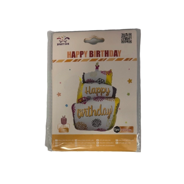 Palloncino Mylar Torta “Happy Birthday” – 101 cm