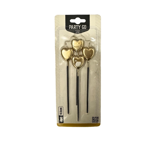 Candeline Scintillanti Cuore Oro – Set 4 pezzi
