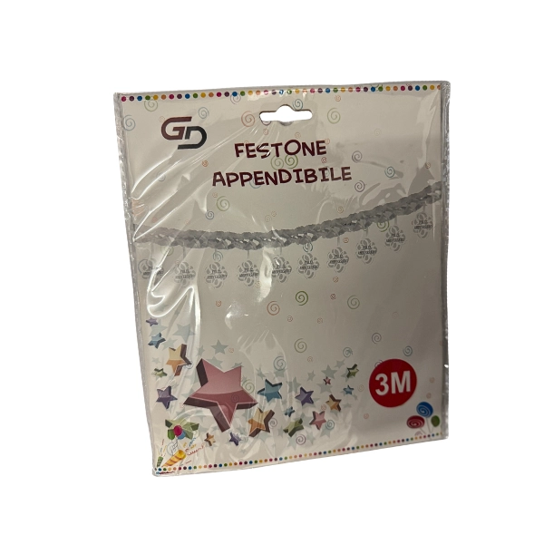 Festone Appendibile Argento – 3 Metri – Decorazione Party