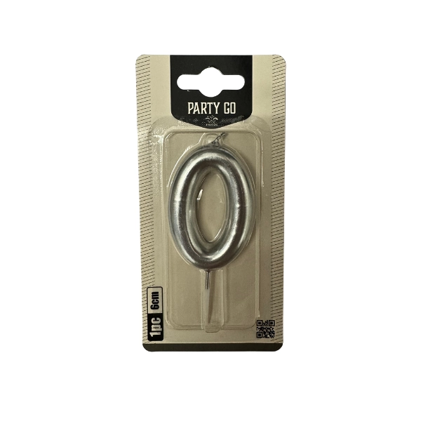 Candela Numero 0 Argento 6cm – Party GO